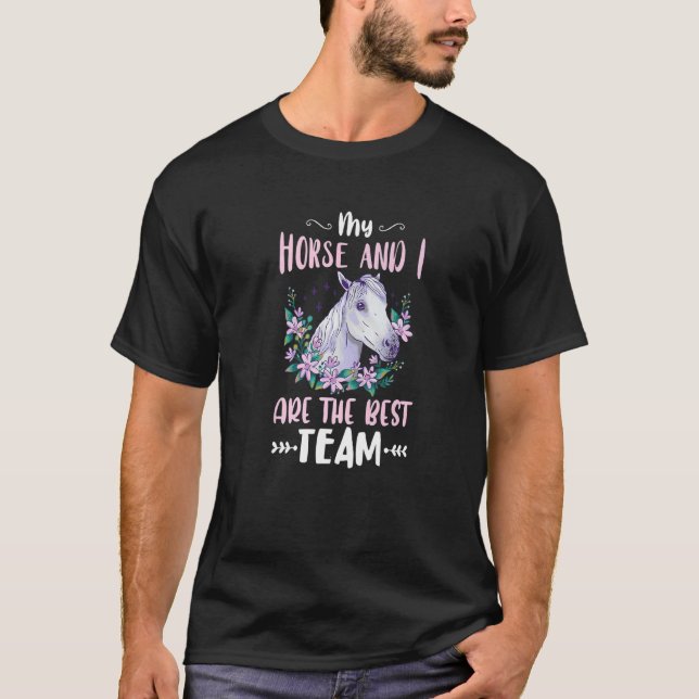 T-shirt Cheval de selle Meilleure Équipe Équitation Cheval (Devant)