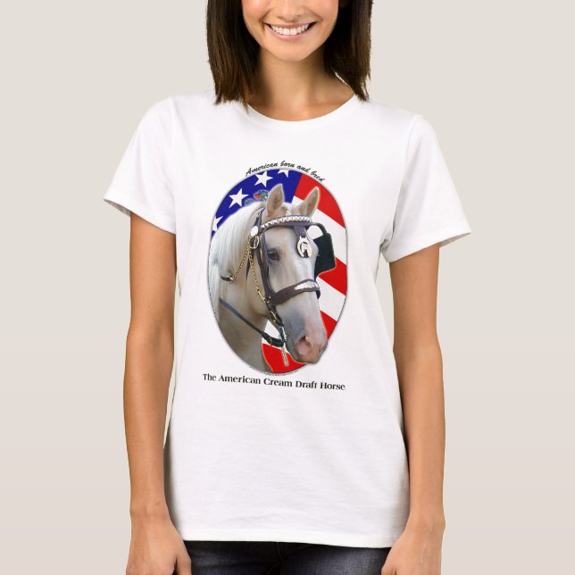 T-shirt Cheval de trait crème américain patriotique (Devant)