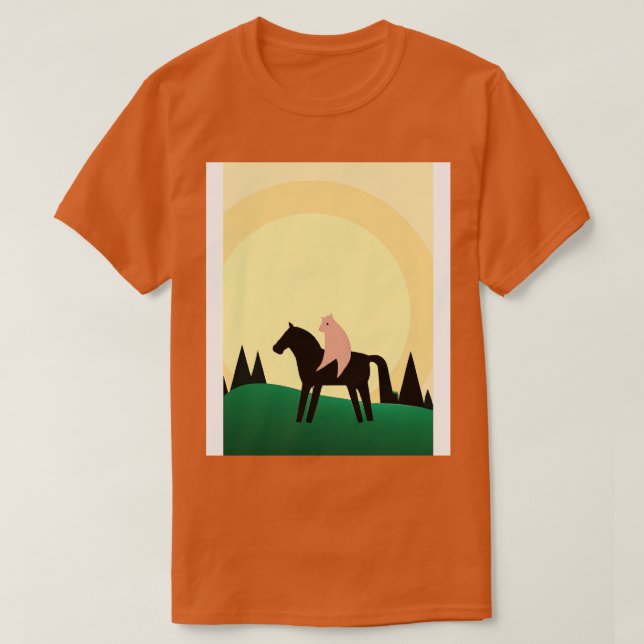 T-shirt Cheval d'équitation de chats minimum (Design devant)