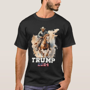 T-shirt Cheval d'équitation Drapeau américain Cowboy