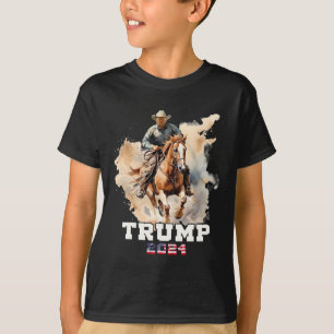 T-shirt Cheval d'équitation Drapeau américain Cowboy 1