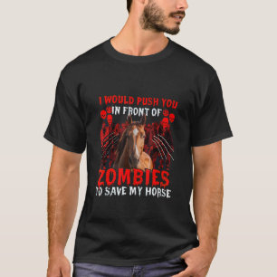 T-shirt Cheval D'Halloween Je Vous Poussais Devant Zomb
