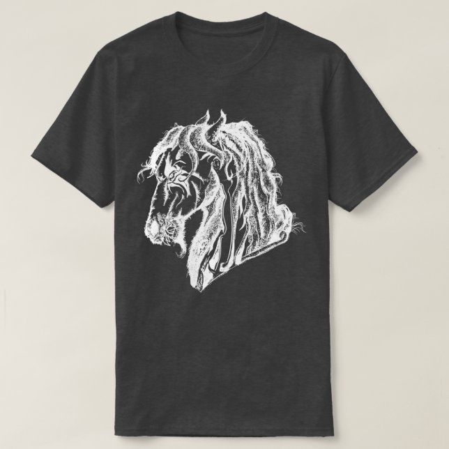 T-shirt Cheval diabolique en colère en blanc (Design devant)