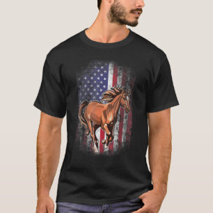T-shirt Cheval Drapeau Américain Usa Patriotic Horse