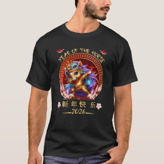 T-shirt Cheval drôle qui fait du Dabbing année chinoise du