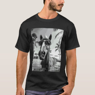 T-shirt Cheval drôle selfie vacances d'été mère de cheval