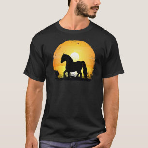 T-shirt Cheval du coucher du soleil race Silhouette Miniat