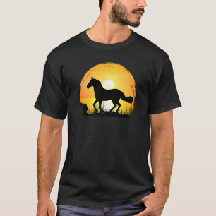 T-shirt Cheval du coucher du soleil race Silhouette Mustan