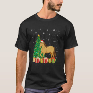 T-shirt Cheval Éclairage Arbre de Noël Chapeau de Père Noë