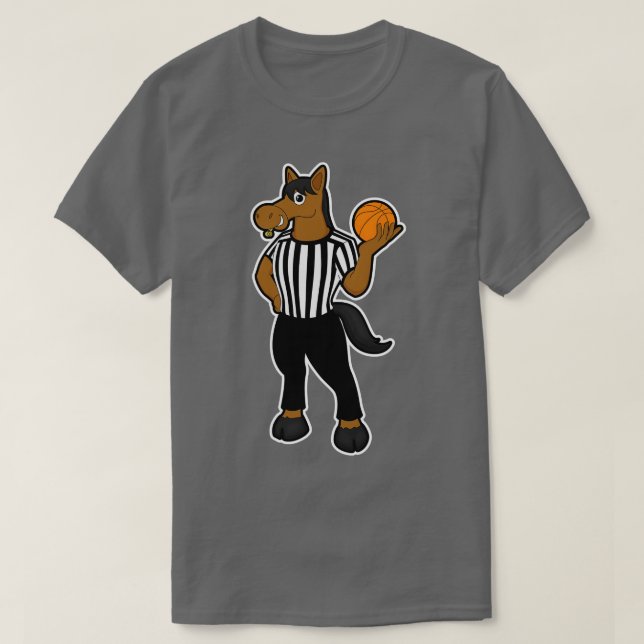 T-shirt Cheval en arbitre avec sifflet de basket (Design devant)