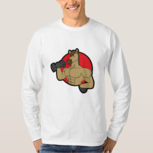 T-shirt Cheval en Bodybuilder avec Dumbbell