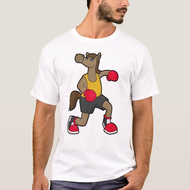 T-shirt Cheval en boîte avec gants de boxe (Devant)