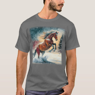 T-shirt Cheval en cadeau neige