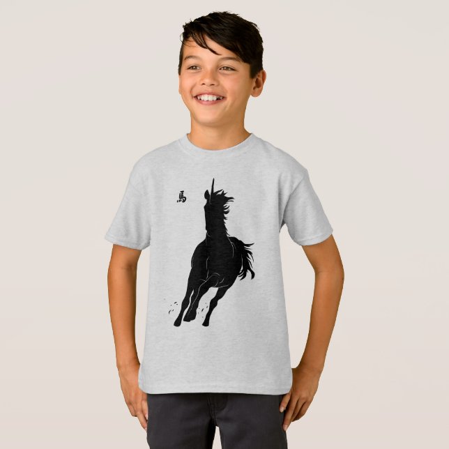 T-shirt Cheval en course dynamique (Devant entier)