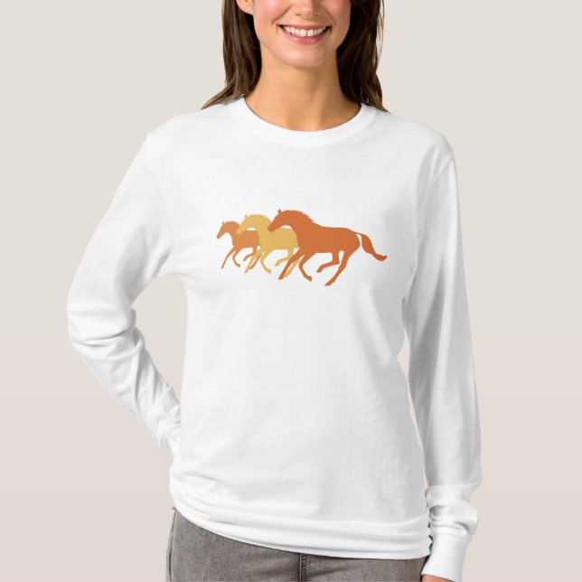 T-shirt Cheval en course (Orange) (Devant)