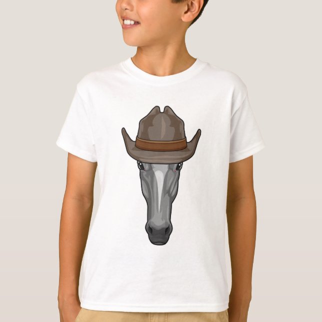 T-shirt Cheval en Cowboy avec Chapeau (Devant)