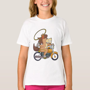 T-shirt Cheval en Cowboy avec Lasso & Motorcycle