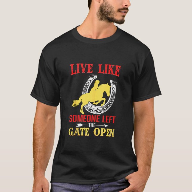 T-shirt Cheval en fer à cheval porte ouverte (Devant)