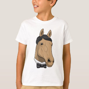 T-shirt Cheval en Gentleman avec cravate de Bow