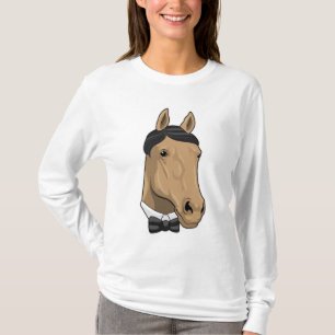 T-shirt Cheval en Gentleman avec cravate de Bow