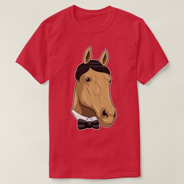T-shirt Cheval en Gentleman avec cravate de Bow (Design devant)