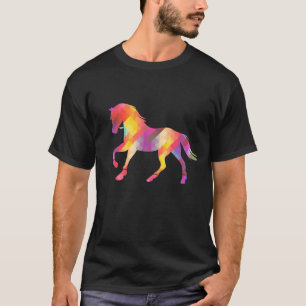 T-shirt Cheval En Mosaïque Multicolore Couleurs Cheval Équ