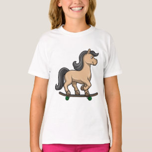 T-shirt Cheval en Patinage avec Skateboard