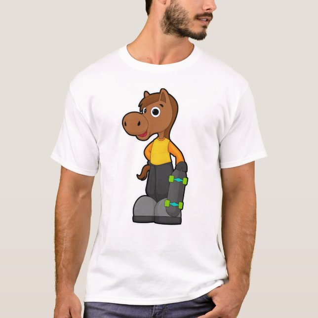 T-shirt Cheval en Patinage avec Skateboard (Devant)