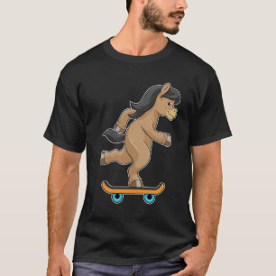 T-shirt Cheval en Patinage avec Skateboard