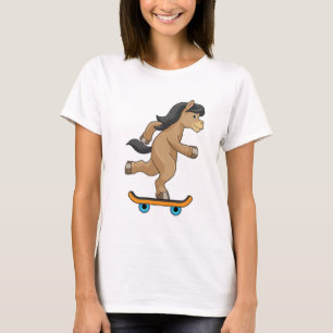 T-shirt Cheval en Patinage avec Skateboard