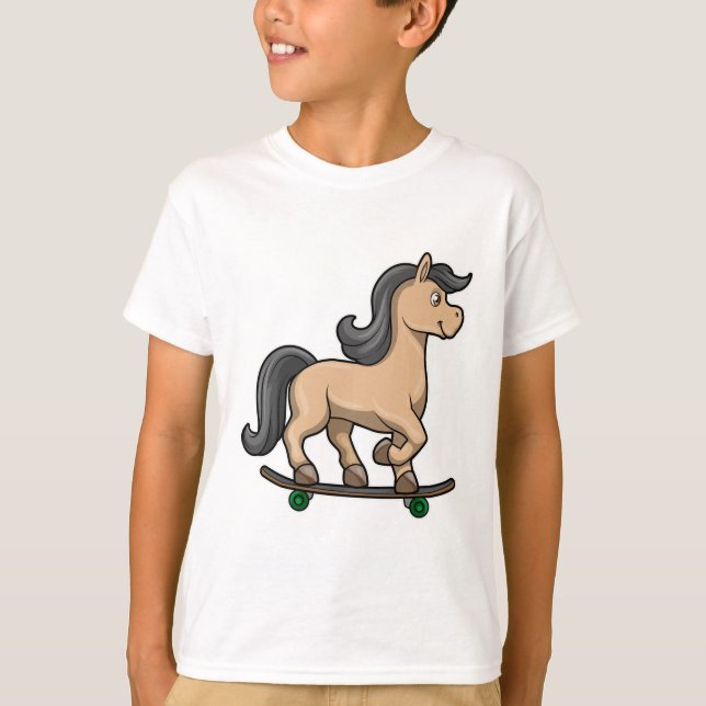 T-shirt Cheval en Patinage avec Skateboard (Devant)