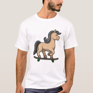 T-shirt Cheval en Patinage avec Skateboard