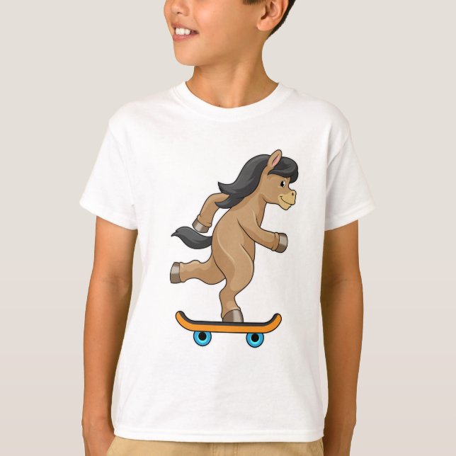 T-shirt Cheval en Patinage avec Skateboard (Devant)