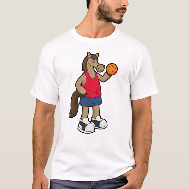 T-shirt Cheval en tant que joueur de basket-ball avec Bask (Devant)