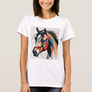 T-shirt Cheval Equestre Abstrait Mustang Pony Bronco Colt