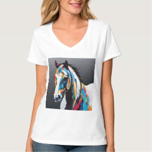 T-shirt Cheval Equestre Abstrait Mustang Pony Bronco Colt