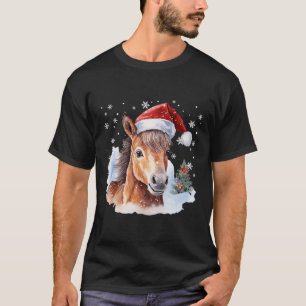 T-shirt Cheval équestre de Noël Santa Chapeau Animal Eques