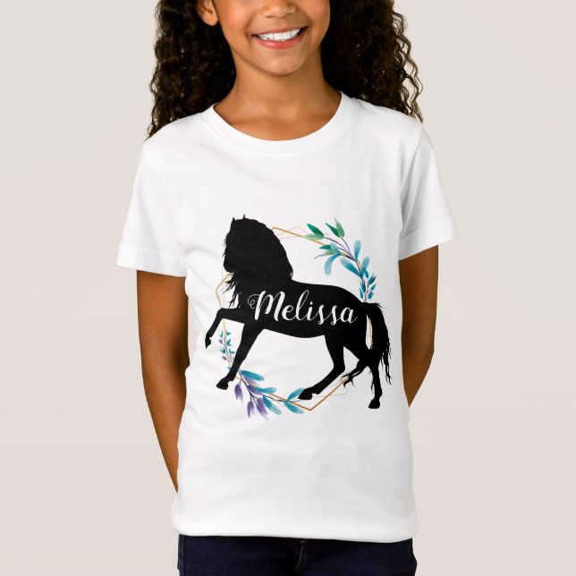 T-Shirt Cheval Equestre Personnalisé Équitation Nom Person (Devant)