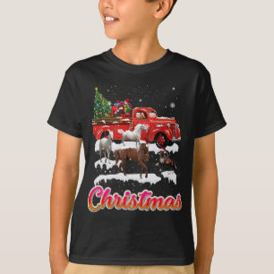 T-shirt Cheval équitation Camion Rouge Arbre de Noël Cheva