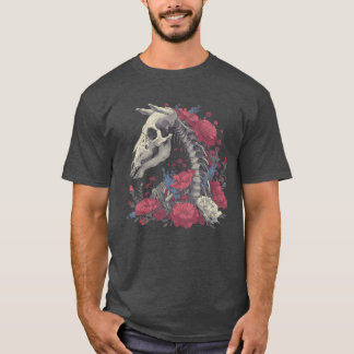 T-shirt Cheval équitation Floral Squelette Fleur Cadeau an