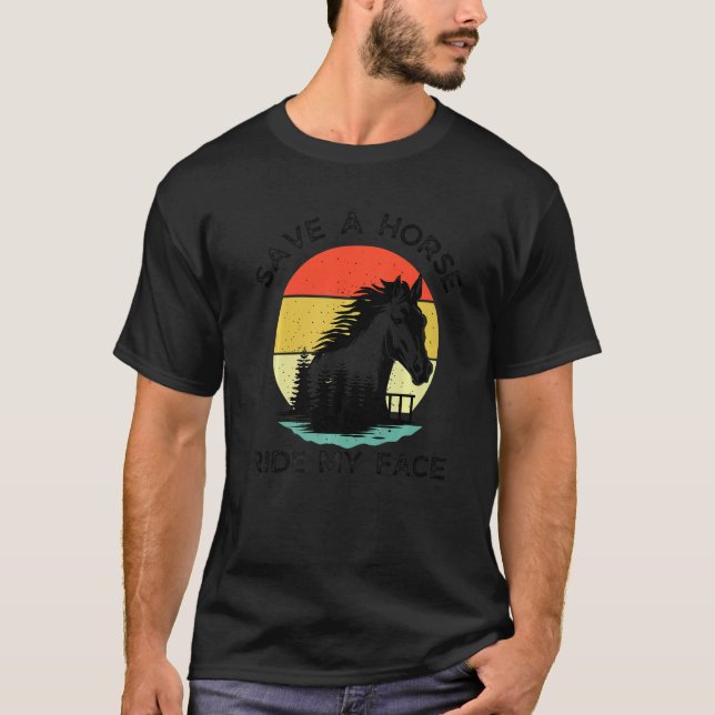 T-shirt Cheval Équitation Plaisanterie Adulte Sauvez Un Ch (Devant)
