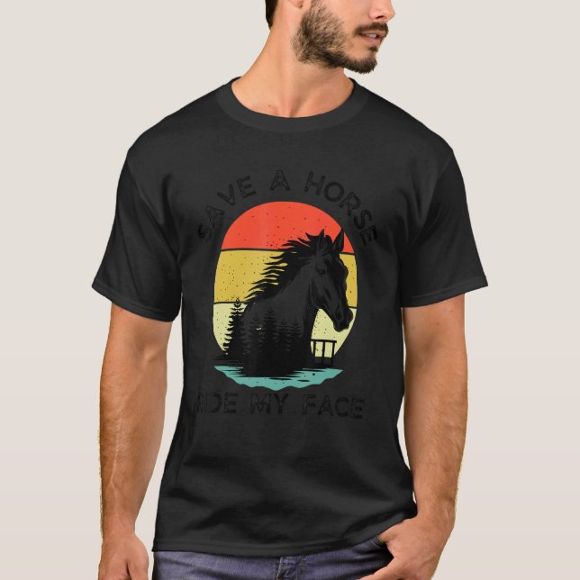 T-shirt Cheval Équitation Plaisanterie Adulte Sauvez Un Ch (Devant)