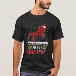T-shirt Cheval équitation Rouge Plaid Joyeux Pyjamas Noël