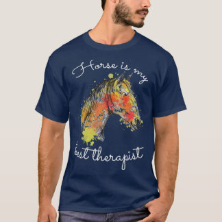 T-shirt Cheval est mon meilleur thérapeute ShortSleeve Uni
