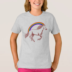 T-shirt Cheval et arc-en-ciel
