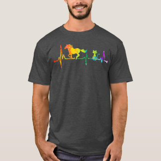 T-shirt Cheval Et Chat Heartbeat Aquarelles Cheval Lover