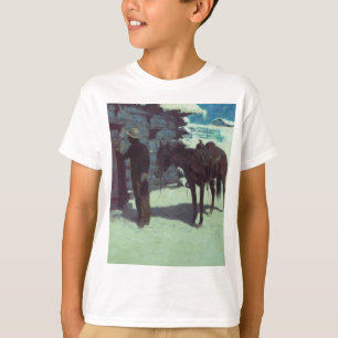 T-shirt Cheval et Cowboy neige hivernale