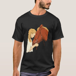 T-shirt Cheval Et Fille Cheval Filles Silhouette Jolie