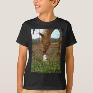 T-shirt cheval et fleur de printemps Bunny