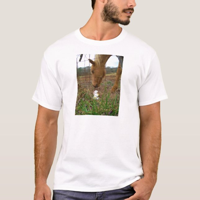 T-shirt cheval et fleur de printemps Bunny (Devant)
